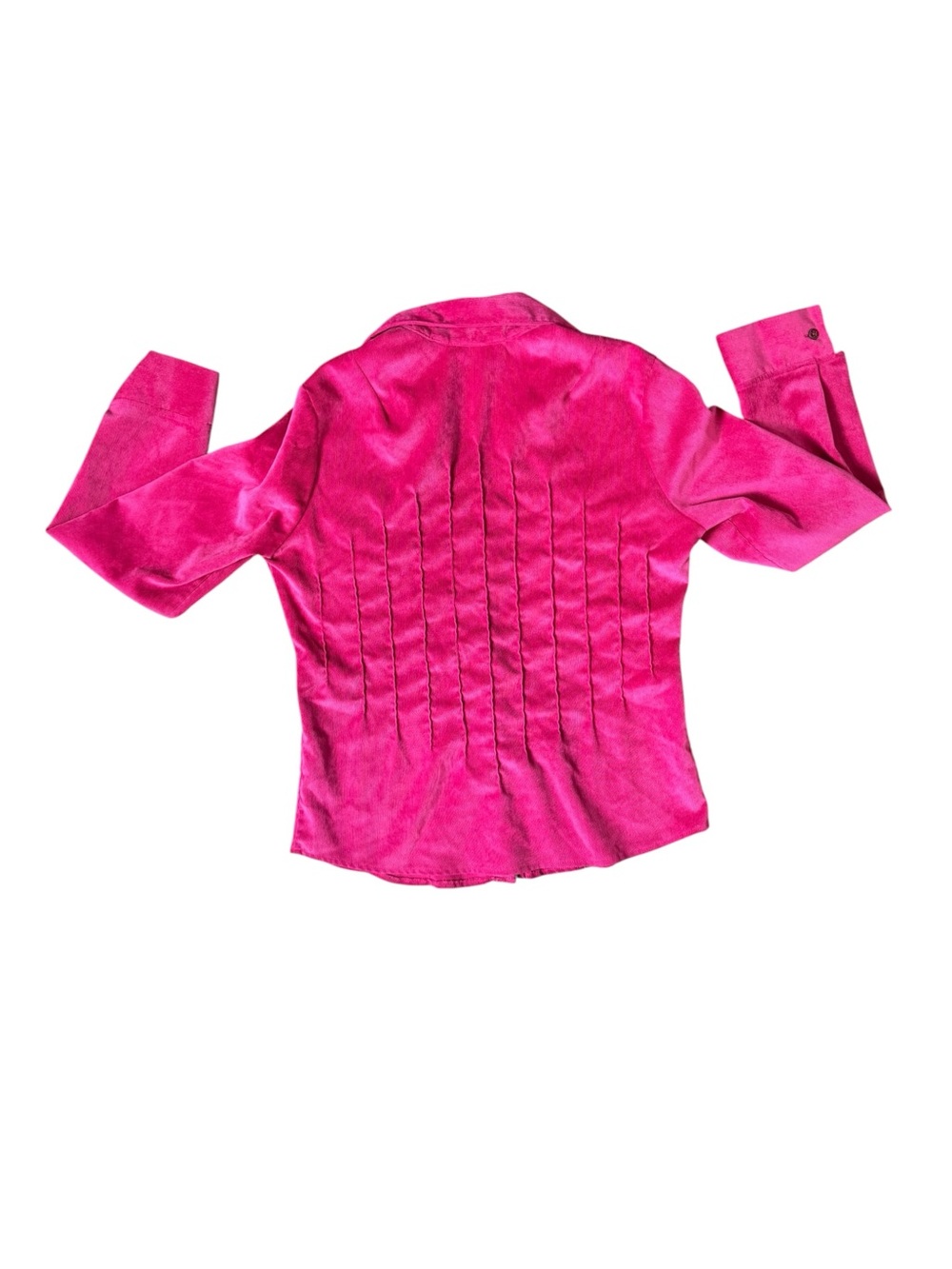 Rebecca Malone Hot Pink Pintuck Button Down Blouse Size 6 Y2K Retro - Picture 3 of 10